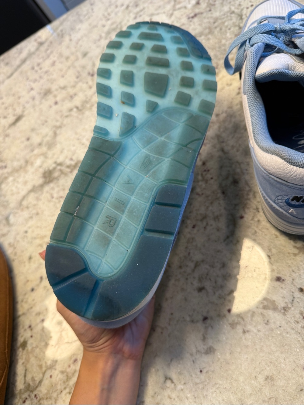 Nike Light Blue and White Sneakers with Denim Blue Swoosh - Picture 5 of 5